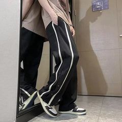 Hearujoy Men Fashion Straight Sweatpants Hip Hop Casual Jogging Streetwear Harajuku Trousers