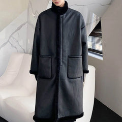 HEARUJOY - Winter New Men's Mid-Length Fur Coat American Retro Fashion Trend Casual Loose High Street Windproof Niche Men's Tops