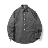 HEARUJOY - Japanese Retro Washed Cotton Work Shirt Men's Stylish Oversized Lapel Long Sleeve Top Versatile Casual Wear for Spring/Autumn