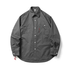 HEARUJOY - Japanese Retro Washed Cotton Work Shirt Men's Stylish Oversized Lapel Long Sleeve Top Versatile Casual Wear for Spring/Autumn