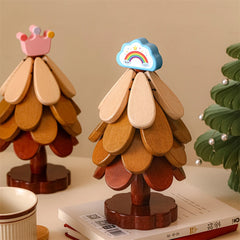 YICKYUE - Creative Christmas Tree Insulation Mat Home Cute Cloud Star Decoration Meal Mat Foldable Solid Wood Cup Mat Ornament