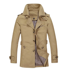 HEARUJOY - Vintage Men Jacket Coat 2025 New Spring Long Sleeve Lapel Outerwear Fashion Medium Long Style Trench Clothes Overcoat Streetwear