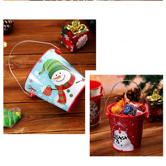 YICKYUE - 6pcs Christmas Handheld Buckets Candy Box Santa Snowman Christmas Patterns Tin Box Cookies Container Organizer Xmas Decor Gifts
