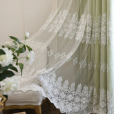 YICKYUE - European Milk Embroidery Curtains for Living Dining Room Bedroom French Lace Half Blackout Window Screen Korean Green Custom