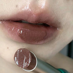 YICKYUE - Mirror Water Gloss Lip Glaze Brown Plumping Jelly Lip Gloss Long-lasting Non Stick Cup Lip Makeup Cosmetics