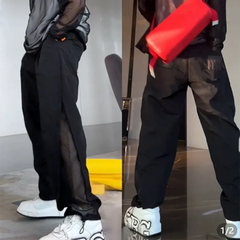 HEARUJOY - Mens Drawstring Pants Mens Thin Casual Pants Niche Personality Streetwear Breathable Versatile Trousers Men'S Clothing Summer