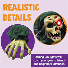 YICKYUE - Halloween Outdoor Decoration Zombie Groundbreaker, Outside Halloween Graveyard Decor, Zombie Prop with Creepy Sound and Glowing Eyes, Scary Groundbreaker Decorations for Lawn Yard, Photobooth Props