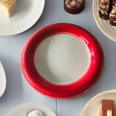 YICKYUE - 1PCS 8-inch 6-inch, ceramic hand-painted plate, household dessert plate, cake plate, simple red and black Dudu plate.
