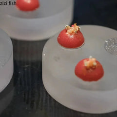 YICKYUE - Acrylic Transparent Cylindrical Plate Creative Dim Sum Dessert Dish Sushi Dish Serving Plate Kitchen Molecular Food Display Tray