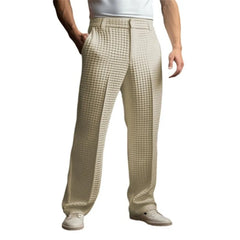 HEARUJOY - Business Casual Waffle Trousers Men Slant Insertion Pocket Straight Suit Pants Fashion Versatile Pants Leisure Vacation