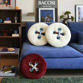 YICKYUE - Ins Retro Button Pillow, Round Color Block Soft Cushion for Sofa, Living Room, Bedroom, Bay Window Decor