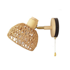 YICKYUE - Wall Decor Room Rattan Ancient Farmhouse Hemp Rope Japanese Woven Lamps Bedside Bedroom Living Room Rural Wall Lamp