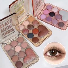 YICKYUE - 10 Color Love Eyeshadow Palette Velvet Matte and Shimmer Effect Pink Brown Eye Shadow Plate Create A Multi-Functional Makeup