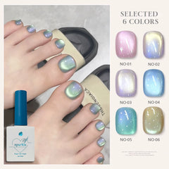 YICKYUE - 1-6pcs 12ml Mermaid Aurora Gel Polish 6 Colors Holographic Magnetic UV Gel Shimmer Pearl Effect Soak Off for Salon DIY Nail Art