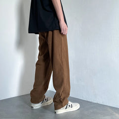 Hearujoy 4 Colors Drawstring Corduroy Pants Men Fashion Cotton Casual Pants Men Streetwear Hip Hop Loose Straight Pants Mens Trousers