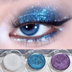 YICKYUE - 1pc Gemstone Shining Single-color Eyeshadow Diamond Glitter Pearlescent Highlighter Makeup Lasting Blue Shiny Eye Shadow Palette
