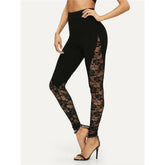 HEARUJOY - Sexy High Waist Bla Lace Leggings Floral Print Women's Ladies Faionable Trousers for Autumn Season Other Material 00%