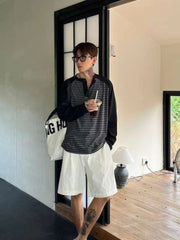 HEARUJOY - Autumn Winter Men's Plus Size 300 Jin 150kg Loose Fit Long Sleeve T Shirt Color Blocking Raglan Striped Layering Top