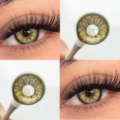 YICKYUE - 1Pair Colored Contact Lenses with Prescription New Brown Daisy Contact Lenses Purple Beautiful Pupils Soft Contact Lenses