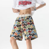 HEARUJOY - Summer Men Shorts Harajuku Casual Print Short Pants Beach Shorts patchwork Print Sports shorts Five Points Shorts