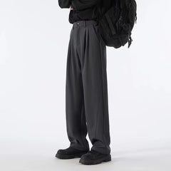 HEARUJOY - Men's Straight Casual Trousers Hong Kong Style Retro Fashion Simple Loose Versatile Commuting Daily 2025 New Men's Clothing