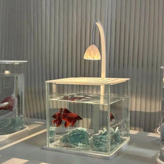 YICKYUE - Acrylic Fish Tank Ice Crystal Landscape Desktop Creative Ecological Fighting Fish Tank Complete Set Of Landscape Fish Tank Small