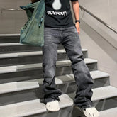 Hearujoy Harajuku Washed Vintage Straight Wide Leg Denim Pants Men and Women High Street Baggy Casual Flare Jeans Pants Y2K Oversized