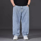 HEARUJOY - Oversize Jeans Men Spring Autumn Casual Loose Straight Denim Pants Plus Size Wide Leg Elastic Waist Trouser Clothing For Fat Man