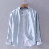HEARUJOY - Mens Spring And Casual Stand Up Woven Shirt Pure Cotton Matching Comfortable Long Regular Cuff Men'S Streetwear Shirt