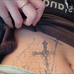 YICKYUE - Herbal Cross Tassel Temporary Tattoo for Woman Sexy Chain Fake Tattoo Punk Art Tattoo Sticker Waterproof Y2K Tatuajes Temporales