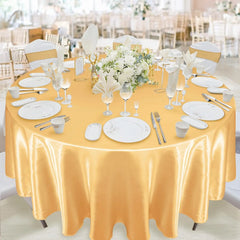 YICKYUE - 4pcs Round Table Cover Silky Satin Dining Table Cloth Bright Silk for Holiday Dinner Wedding Banquet Decoration