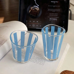 YICKYUE - Retro Polka Dot Striped Glass Cup Creative Shaped For Water Milk Coffee Perfect Birthday Gift Home Decor For Cups Collection