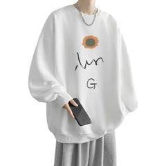 HEARUJOY - Men's Oversized Hoodie White Hoodies Autumn Oversize for Men Floral Print 5XL Man Casual Wear Hoody Male Sweatshirt Unisex