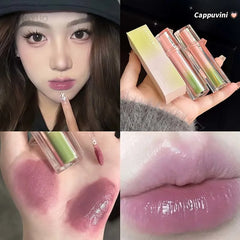 YICKYUE - Nude Purple Mirror Lip Glaze Long-Lasting Non-Fading Hydrating Liquid Lipstick Watery Texture Skin-Brightening Dark Red Lip Tint