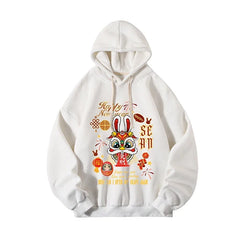 HEARUJOY - Men's Oversized Hoodie Off White Rabbit Print Hoodies with Hat Over Size for Men 5XL Man Hoody Casual Wear Male Sweatshirt