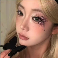 YICKYUE - Fluttering Butterfly Polka Dot Feather Lashes DIY Semi-finished Style Hot Girl Look False Eyelashes with Lash Glue Handcraft