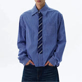HEARUJOY - Light Blue Plaid Shirt Mens Japanese Style Vintage Suit Inner Wear Long Sleeve Shirt High End Sense Spring Outfit Outerwear