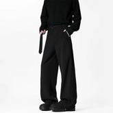 HEARUJOY - Grey Belt Suit Pants Men Fashion Society Mens Black Dress Pants Korean Loose Wide Leg Pants Mens Office Formal Trousers M-3XL