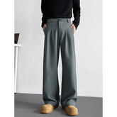 HEARUJOY - Grey Suit Pants Men Fashion Society Mens Black Dress Pants Korean Loose Straight Pants Mens Office Formal Trousers Plus Size
