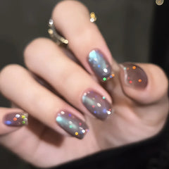 YICKYUE - New Cyber Fluorite Cat Eye Gel Nail Polish, Brown Base with Blue-Green Sparkling Holographic Cat Eye Gel