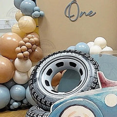 YICKYUE - 185pcs Racing Car Theme Tire Foil Balloon Set blue brown latex balloon Boys Birthday Party Decora Tow Fast Baby Shower Supplies