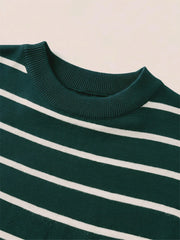 YICKYUE - High Quality Ice Silk Knitted T-shirt For Men Short Sleeved Round Neck Knitwear Summer Fashion Stripe Kint Tops Men's Clothing