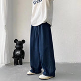 Hearujoy Men's Pure Color Cargo Jeans Simple All-match Wide Leg Pants Trousers Men Hip Hop Streetwear Oversized 90s Vintage Fashion Denim