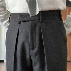 HEARUJOY - High Waisted Straight Leg Versatile Business Casual Suit Pants Pantalones Hombre Men Social Trousers Double Pleated Trousers Men