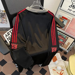 HEARUJOY - Spring Summer New American Retro Trendy Sports Jersey Thin Long Sleeve Hoodie Couple Sun Protection Outerwear Casual Loose Fit