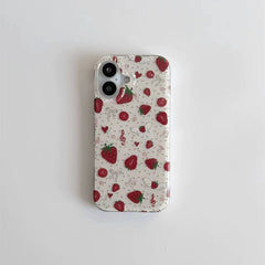 YICKYUE - Korean Ins Full Screen Strawberry Musical Note Polka Dots Phone Case For iPhone 17 AIR 16 15 14 13 12 11 Pro MAX Plus Y2K Cover