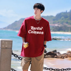 HEARUJOY - T Shirt Oversized Cotton For Men White Men's 5XL Letter Print T-shirts Men Casual Wear Summer Tee Shirts Big Size Clothing