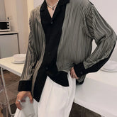 Hearujoy New Mens Spring And Autumn Niche High-End Abstinence Retro Design Long-Sleeved Shirt Loose Casual Genderless Shirt