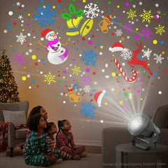 YICKYUE - Christmas LED Projector Night Light, Dynamic Snowflake Projection USB Powered, Rotating 16 Patterns for Xmas Holiday Party Decor
