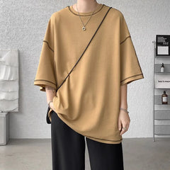 Hearujoy Summer Short Sleeve T-shirt Men Fashion 3 Colors Oversized T Shirt Men Streetwear Hip Hop Loose O-Neck Tshirt Mens Top S-2XL